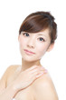 Beautiful asian woman on white background
