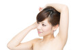 Beautiful asian woman on white background