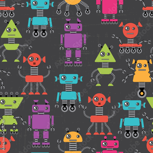 Vector: Cartoon robots seamless pattern. Cartoon robots seamless pattern.