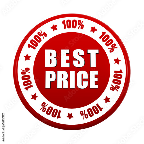 Illustration: 100 percentages best price 3d red circle label 100 percentages best price 3d red circle label