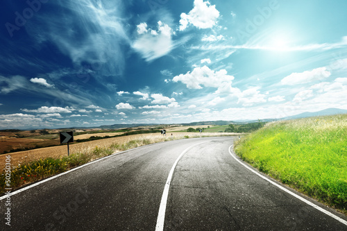 Photo: asphalt road in Tuscany Italy asphalt road in Tuscany Italy
