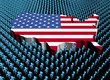 USA map flag surrounded by many abstract people illustration