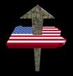 American dollars arrow and Pennsylvania map flag illustration