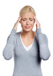 Photo: Girl puts hands on the head, isolated on white Girl puts hands on the head, isolated on white