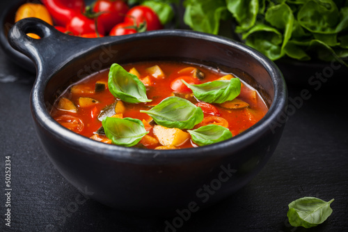 Photo: Minestrone soup with vegetables Minestrone soup with vegetables