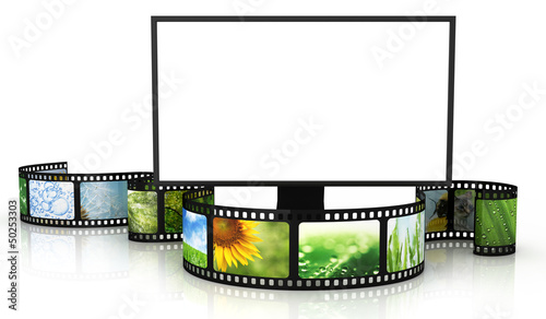 Illustration: Filmstrip with blank TV Filmstrip with blank TV