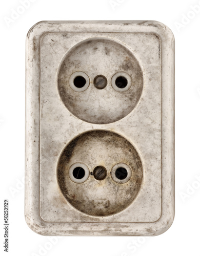 Photo: Old dirty electrical outlet Old dirty electrical outlet