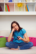 bored woman watching tv