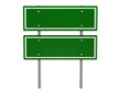 Blank green traffic road sign on white