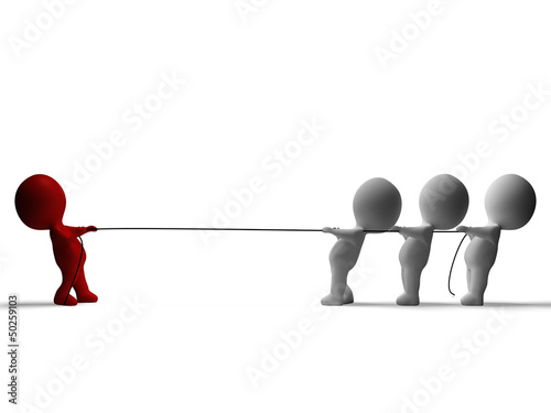 Illustration: Tug Of War 3d Characters Shows Conflict And Adversity Tug Of War 3d Characters Shows Conflict And Adversity