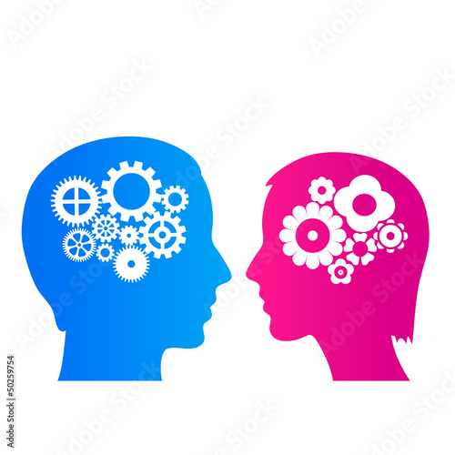 Vector: Difference between man and woman thinking Difference between man and woman thinking