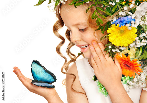 Photo: Little girl with flower hairstyle. Little girl with flower hairstyle.