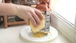 Video: Man grating cheese for pizza, timelapse Man grating cheese for pizza, timelapse