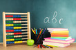 Toy abacus, books and pencils