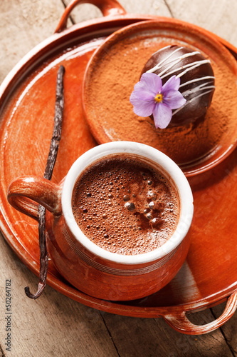 Photo: hot chocolate with chocolate ball hot chocolate with chocolate ball