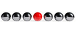 Red sphere among chrome spheres