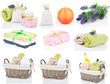 set of toiletries for relaxation, isolated on white background