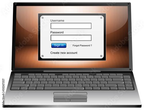 Illustration: Laptop mit Login Fenster Laptop mit Login Fenster