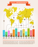 Travel and flight infographics with data icons, elements