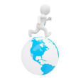 3d man running on the planet