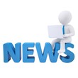 3d white man sitting on the labels NEWS