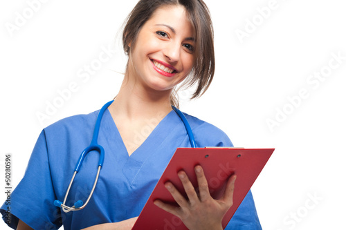Photo: Nurse portrait isolated on white Nurse portrait isolated on white