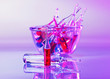 Medical ampoules still life in vivid violet colors