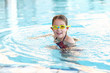 Schoolgirl with goggles in swimming pool