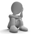 Sad And Unhappy 3d Character Shows Stress
