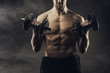 Exercising biceps with dumbbells