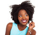 funny black woman looking up