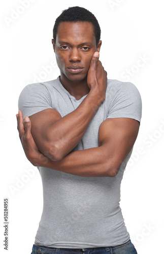 Photo: Black Fashion Model with Arms Crossed Black Fashion Model with Arms Crossed
