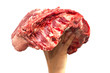 meat in his hands