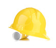 yellow helmet and roll paper