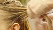Closeup view during hair dyeing