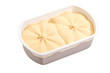 Photo: ice cream in box isolated on white background ice cream in box isolated on white background