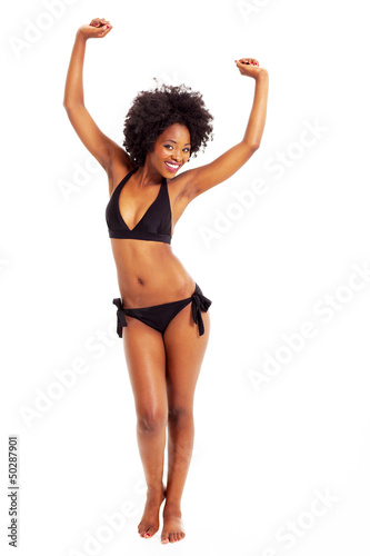 Photo: happy african woman in bikini happy african woman in bikini