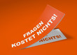 Illustration: 3D Etikett Orange - Fragen kostet nichts 3D Etikett Orange - Fragen kostet nichts