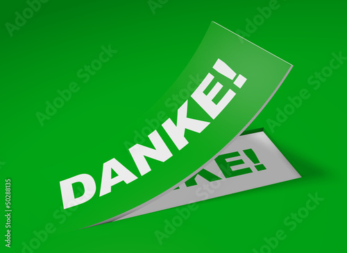 Illustration: 3D Etikett Grün - Danke! 3D Etikett Grün - Danke!