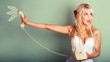 Comic Portrait Of A Blond Pin-up Girl With Phone