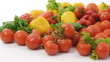 lots of fresh vegetables on white background