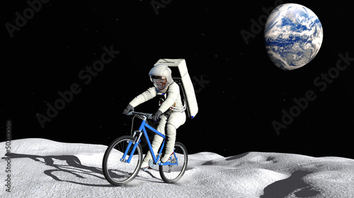 Illustration: The astronaut on a bicycle The astronaut on a bicycle