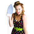 Cleaning lady with iron