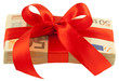 liasse billets cadeau, ruban rouge