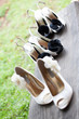 Photo: Bride and her girls's shoes. Bride and her girls's shoes.