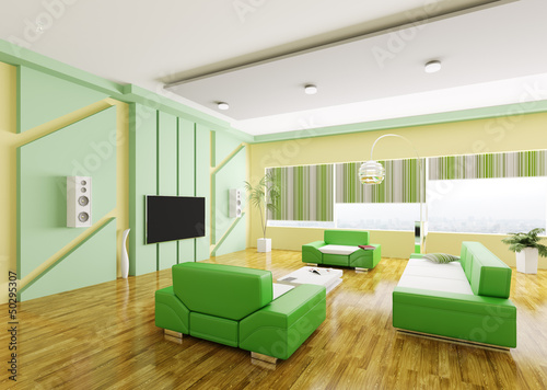 Illustration: Modern living room interior 3d Modern living room interior 3d