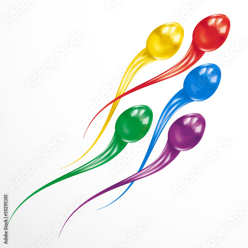Vector: Sperm attack. Colorful concept isolated on white background. Sperm attack. Colorful concept isolated on white background.