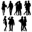 Lots of people - couple romance, silhouette, vector set