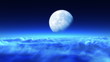 Video: Beautiful night flight over clouds to the moon, seamless loop Beautiful night flight over clouds to the moon, seamless loop