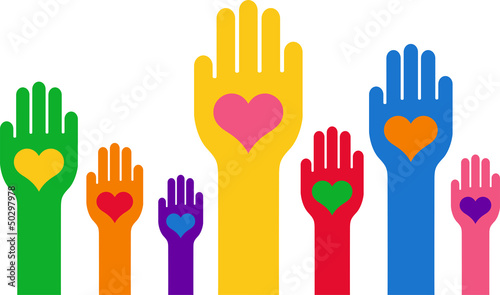 Vector: Hands with a heart in the middle of the palm Hands with a heart in the middle of the palm